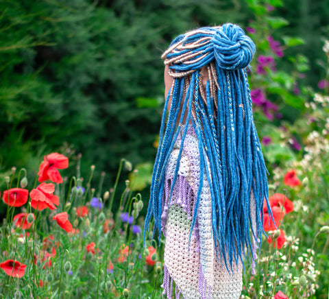 Blue blended wool dreads