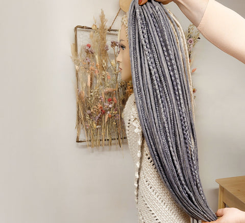 Blended grey partial non-itchy wool dreads - 30 DE