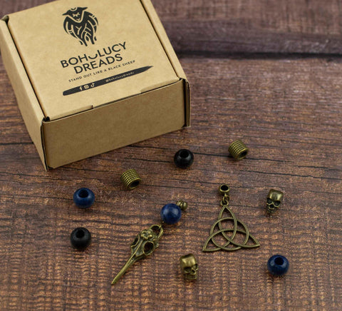 Blue gothic dread bead set