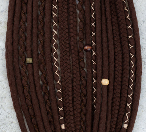 Chocolate Wool Dreads Ponytail