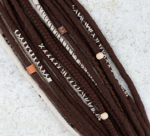 Chocolate Viking Wool Dreads Ponytail