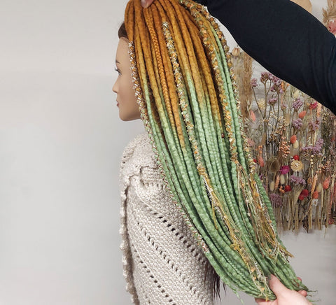 Forest fairy wool dreadlock extensions - full set