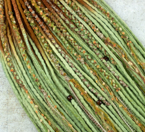Forest fairy wool dreadlock extensions - full set