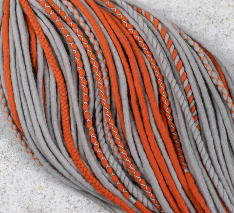 Orange and grey hair extensions 'Fox'