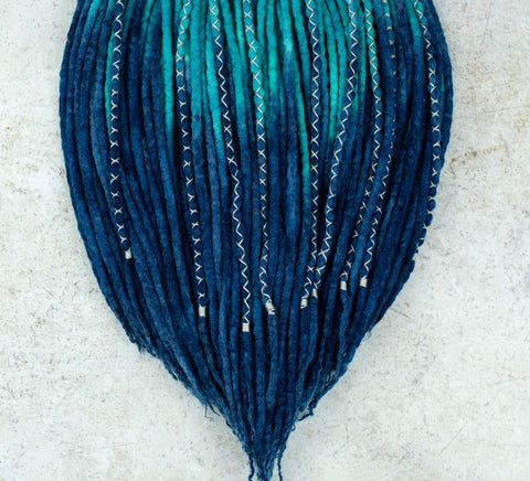 Jeans blue ombre wool dreadlock extensions - full set (60 DE)