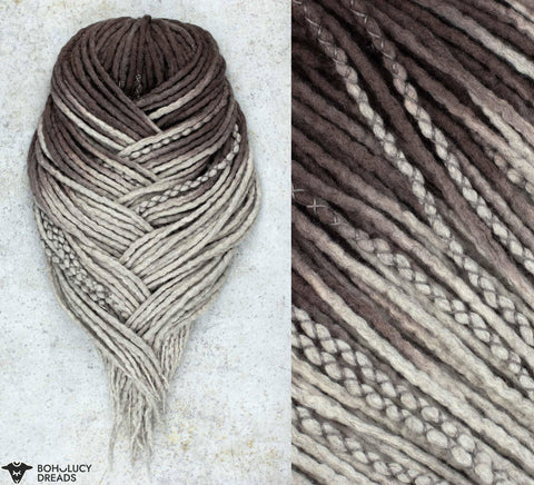 Latte wool dreadlock extensions