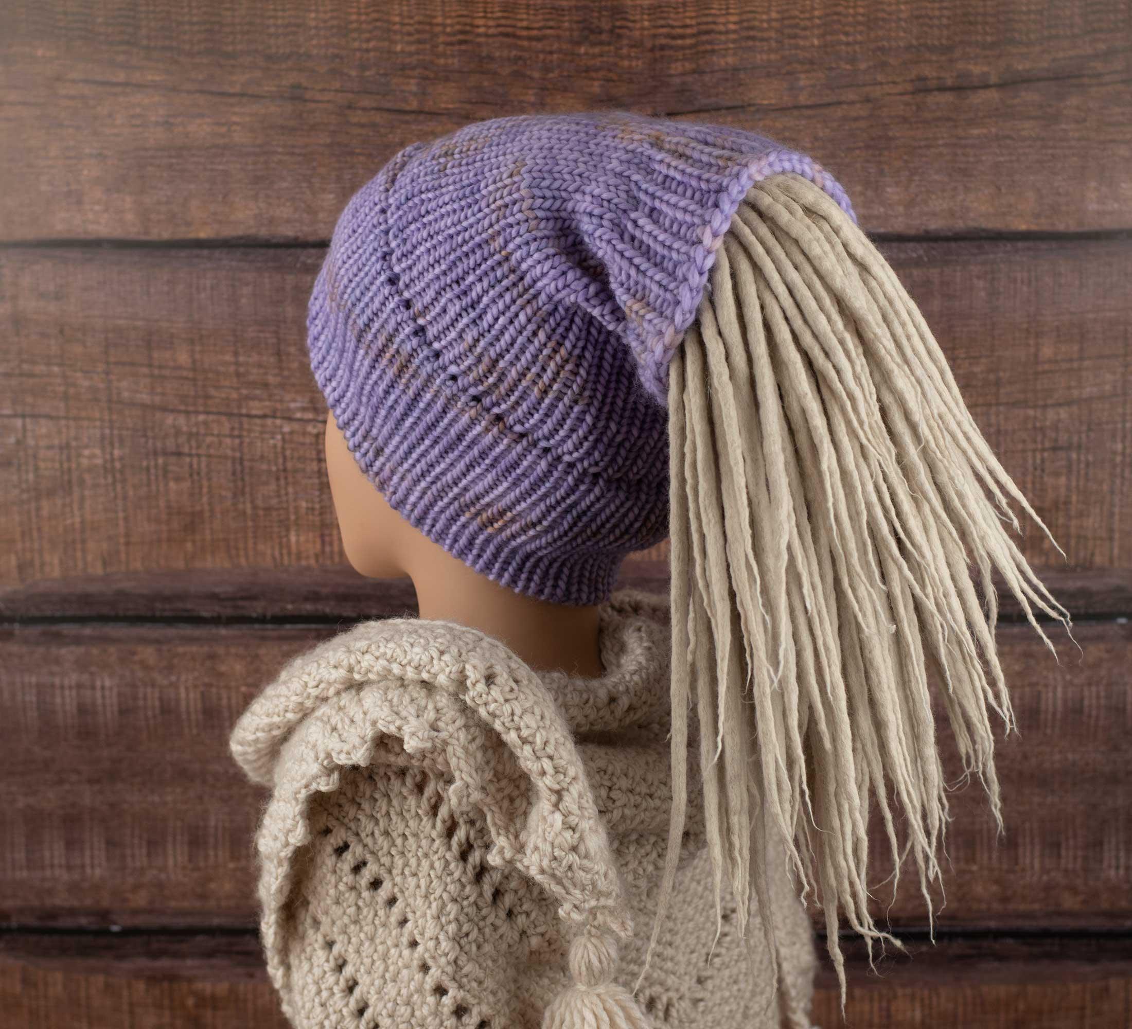 lavender purple dread tube from merino wool