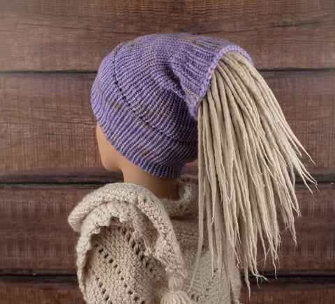 lavender purple dread tube from merino wool