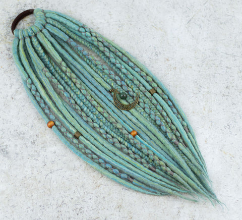 Luna Moth Wool Dreadlocks Ponytail