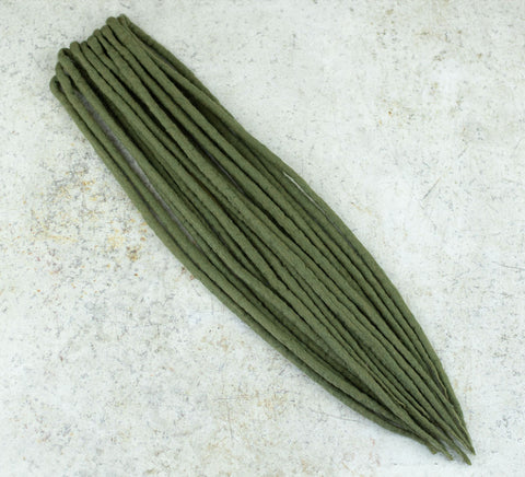 Moss green wool dreads (Set of 10 pcs)