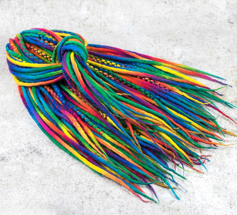 Rainbow full set – 60 double ended wool dreads