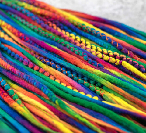 Rainbow full set – 60 double ended wool dreads