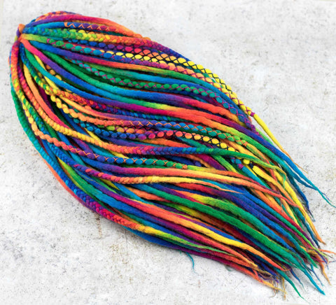 Rainbow dreadlock extensions