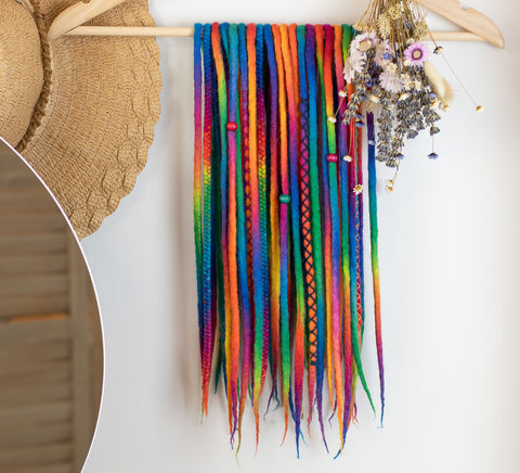 Rainbow partial set – 20 double ended wool dreads