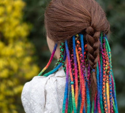 Rainbow partial set – 20 double ended wool dreads