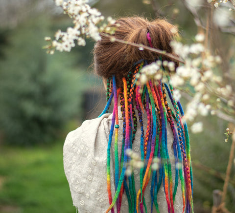 Rainbow partial set – 20 double ended wool dreads