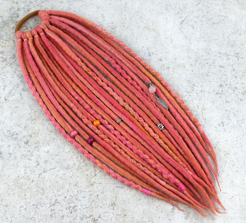 Rosy Wool Dreads Ponytail