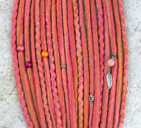 Rosy Wool Dreads Ponytail