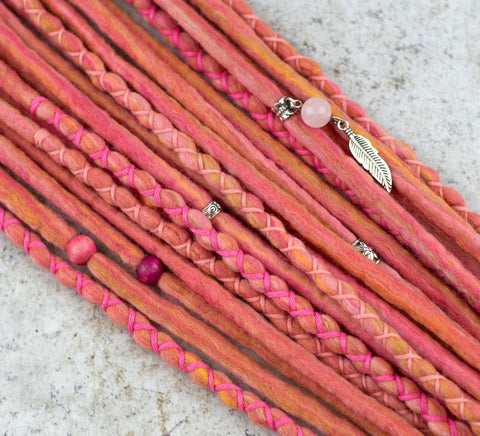 Rosy Wool Dreads Ponytail