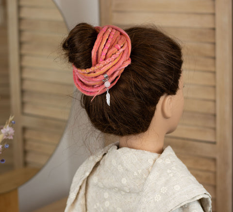 Rosy Wool Dreads Ponytail