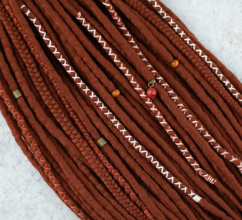 Sienna wool dreadlock with braids
