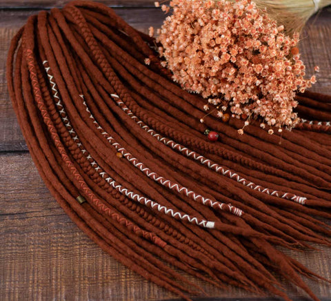Sienna wool dreadlock with braids