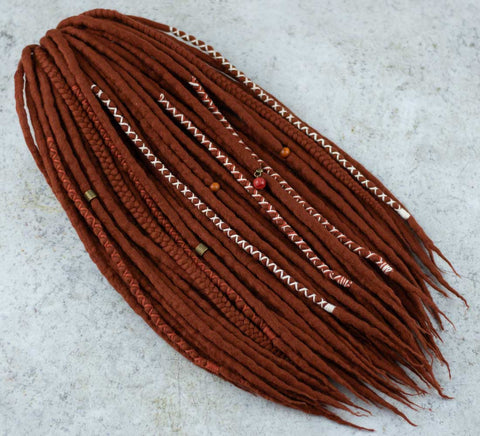 Sienna wool dreadlock with braids