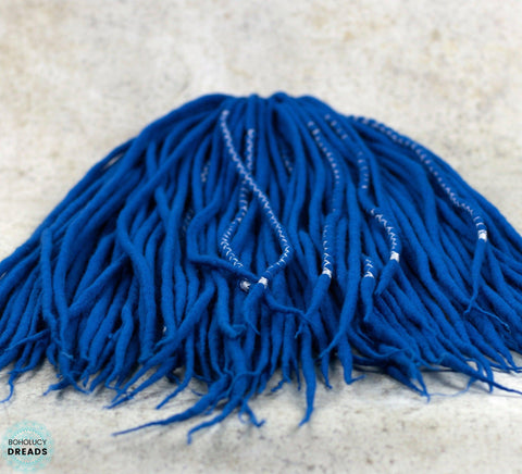 Royal blue merino wool dreadlocks