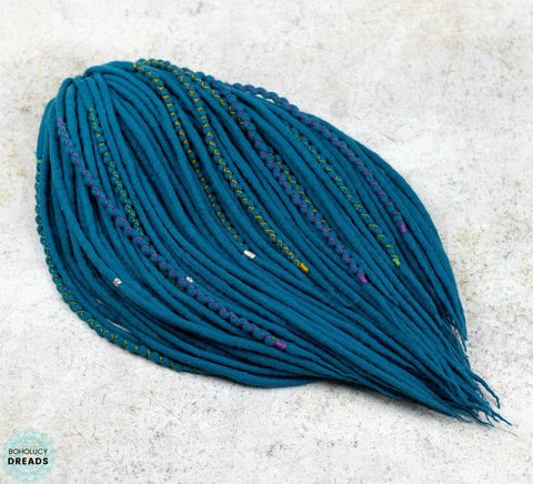 Peacock wool dreadlocks