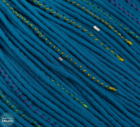 Peacock wool dreadlocks