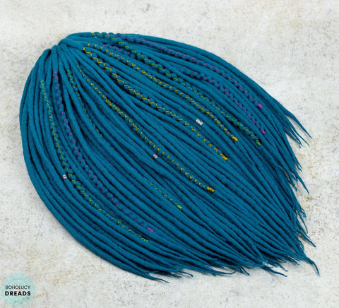 Peacock wool dreadlocks